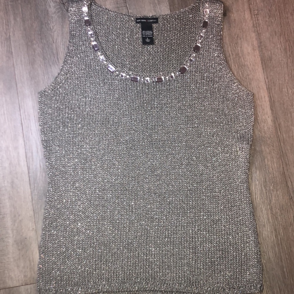 New York & company vest sweater with silver charms